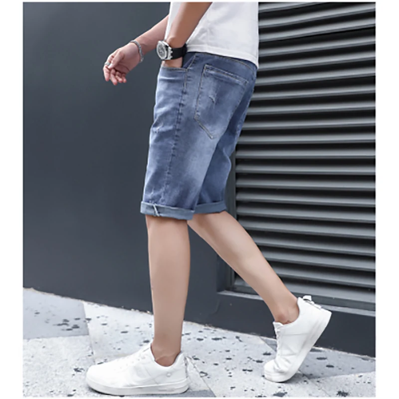 

Knee Length Fashion Pants Men's Denim New Midweight Spring Autumn Jeans Trousers