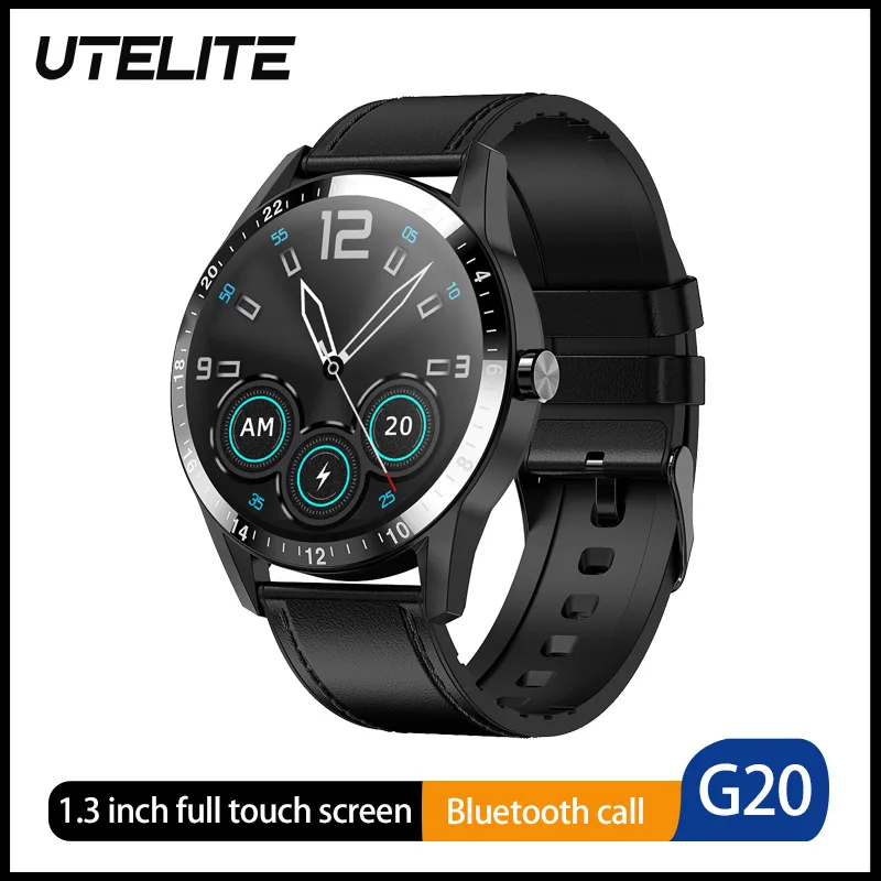 UTELITE G20 бизнес Смарт часы для мужчин Bluetooth Вызов полный сенсорный сердечного ритма