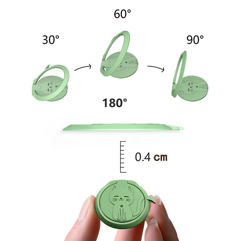 Rotate Metal Ring Holder Cute Cartoon Cat Finger Ring For iPhone 12 Samsung Huawei Xiaomi Redmi Mobile Phone Round Mount Stand