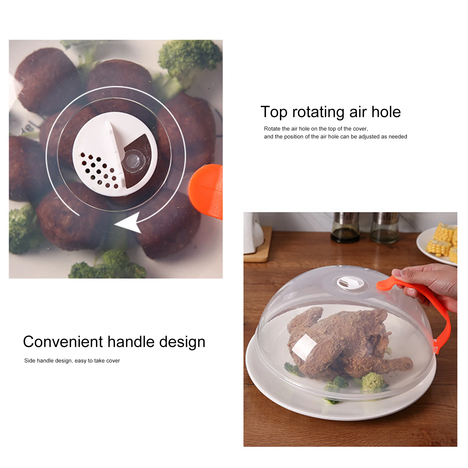 

Transparent Microwave Cover with Rotatable Vent and Anti-scalding Handle High Temperature Resistance Kitchen Tool MDJ998