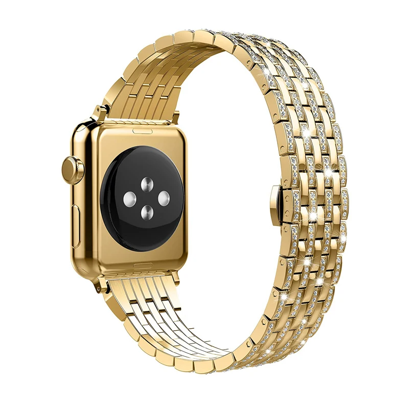 Ремешок Алмазный для Apple watch band 44 мм 40 series 6/SE/5/4/3/2/1 браслет из нержавеющей стали iwatch