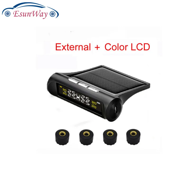 Solar TPMS Car Tire Pressure Alarm Monitor System 4 Wheel Internal External Tyre Sensor Temperature Alert D02W D02N D01W Visture |