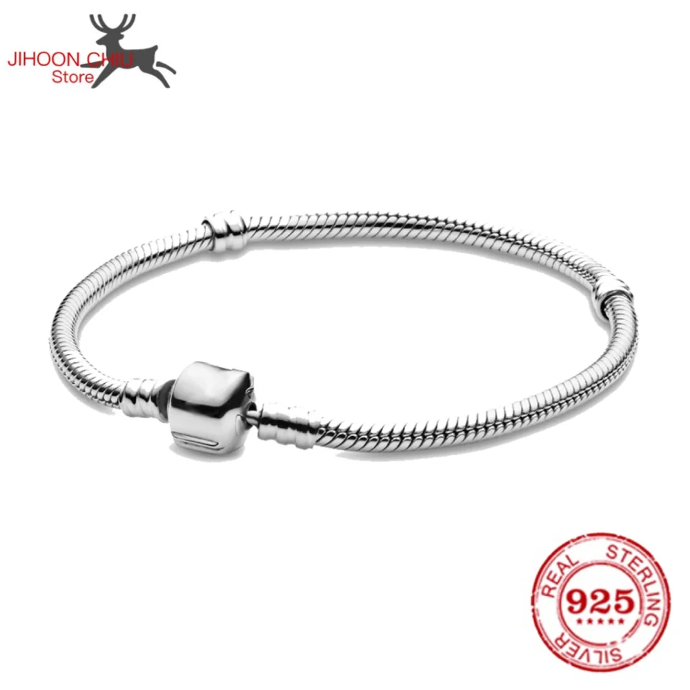 

Original Pando charm chain Snake bracelet 100% 925 sterling silver bracelet for women's fashion classic high quality DIY jewelry