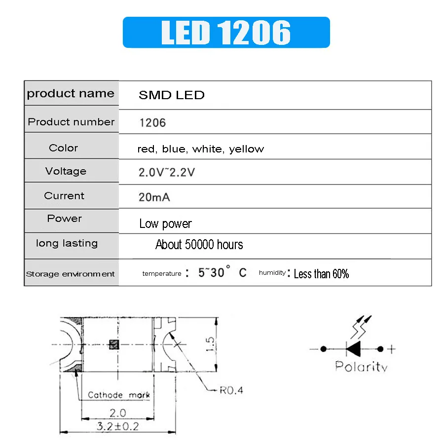 СВЕТОДИОД SMD 0402 0603 0805 1206 красный желтый синий зеленый белый свет диодные лампы для