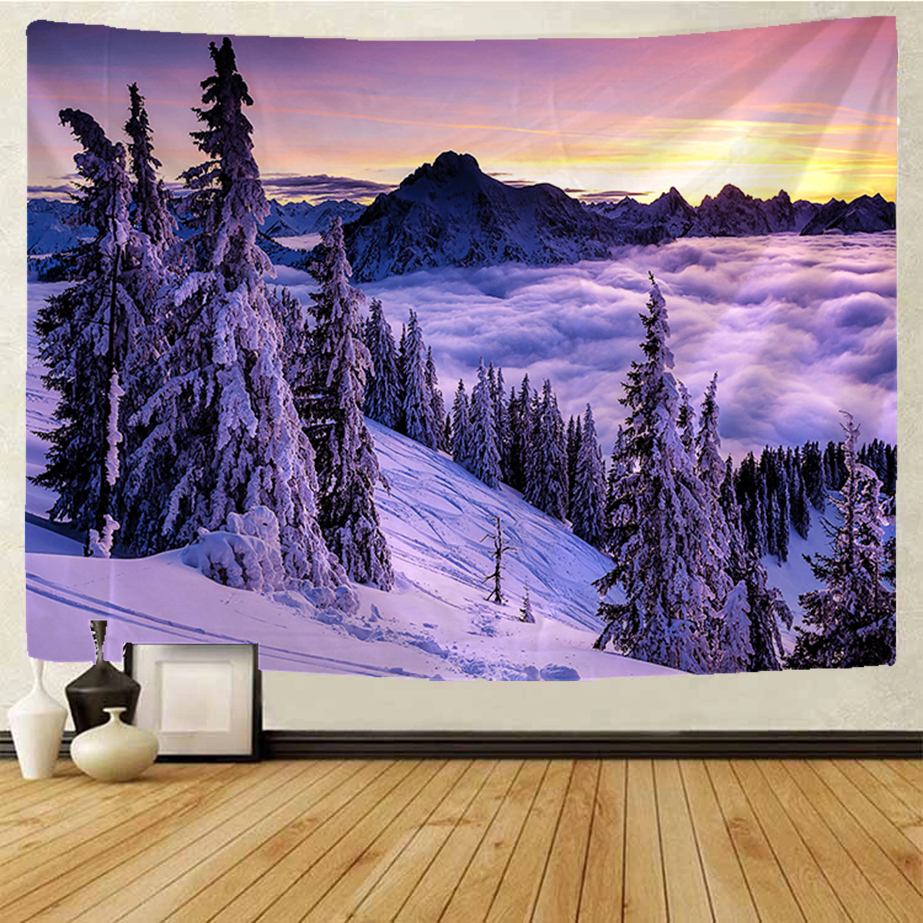 Лесной Снежный пейзаж Мандала хиппи гобелен из макраме настенный подвесной Бохо