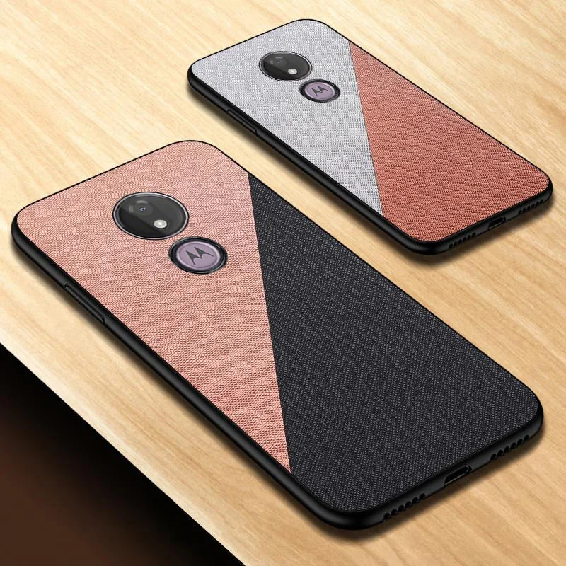 Ультратонкий силиконовый чехол E6 Plus для Moto G7 с текстурой ткани кожаный Power Play