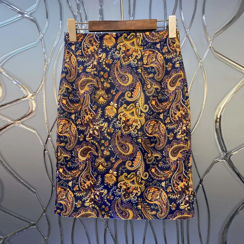 

2021 spring summer women runway fashion printed sexy bodycon pencil skirts ladies vintage mini skirt Y471