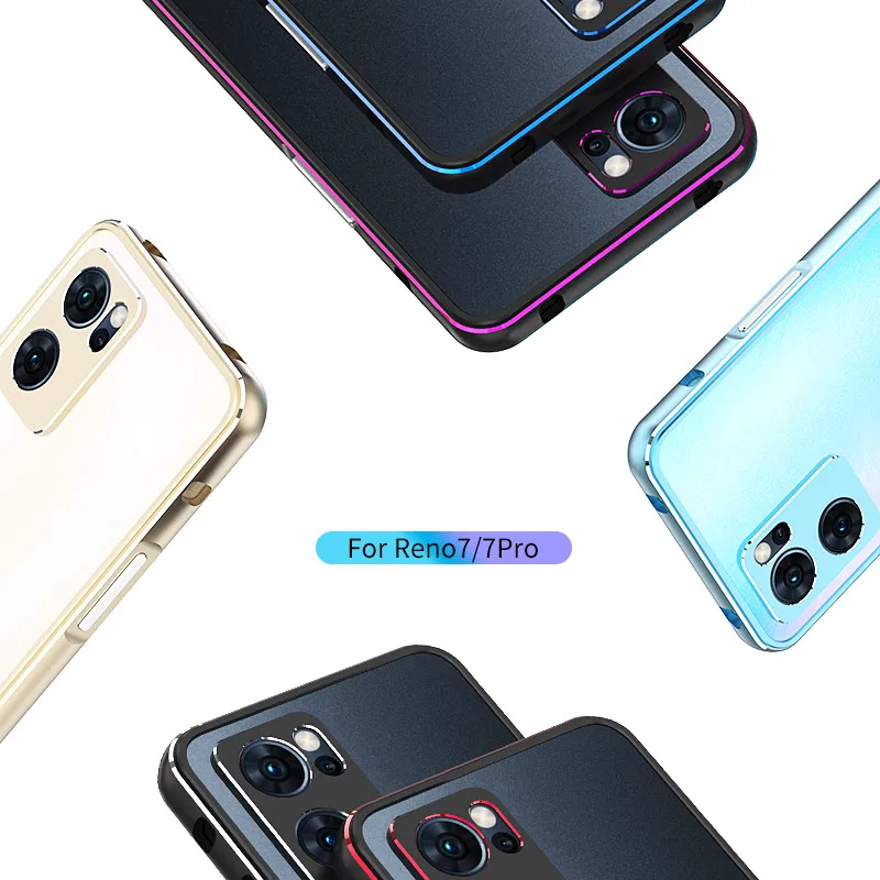 

For OPPO Reno 7 / 7 Pro Aluminum metal bumper Case Frame Cover+carmera Protector
