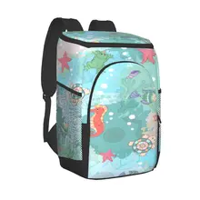 Refrigerator Bag Abstract Marine Life On Blots Soft Large Insulated Cooler Backpack Thermal Fridge Travel Beach Beer Bag