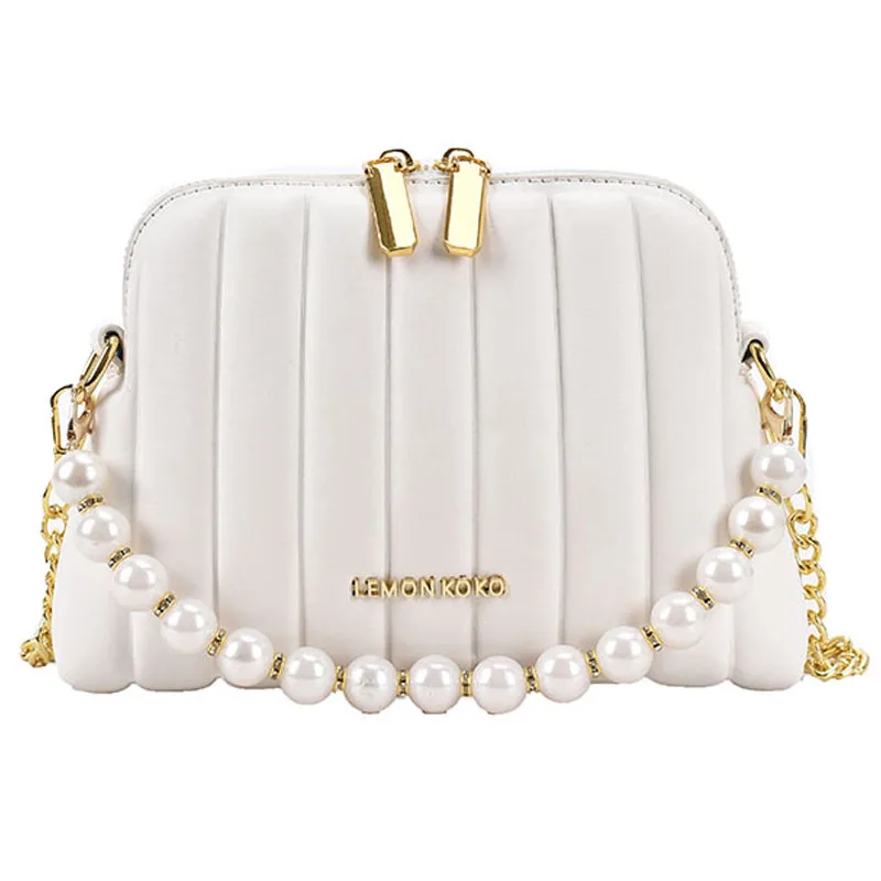 

Niche Design Fashion Bag 2021 New Fashion Messenger Bag Female Pearl Handbag Commuter Shell Bag Shoulder Bag Width: 21cm