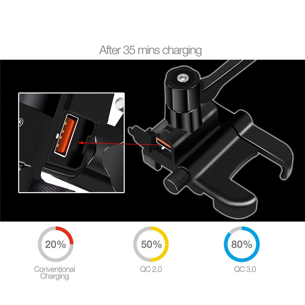

New Motorcycle Universal Aluminum Phone Holder With USB Charger Moto Handlebar Bracket Stand For 4-6 inch Mobile Phone Mount
