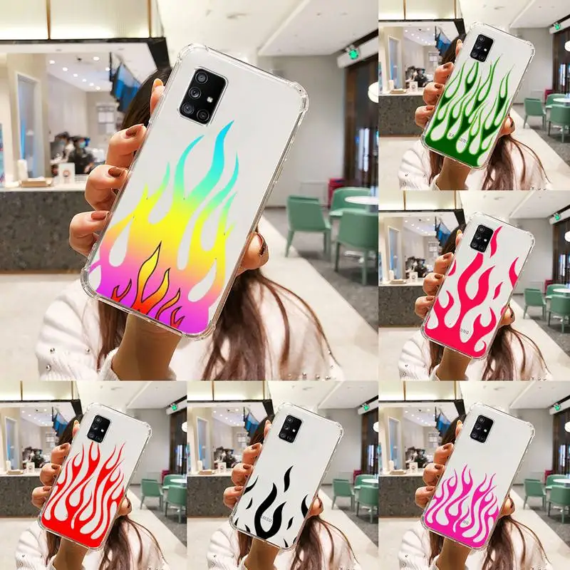 

Fashion Red Flames Fitted Phone Case Transparent For Samsung S A M J 21 20 50 30 60 5 7 51 71 90 11 10 J710 e p PLUS Prime 5G