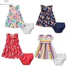 2021 брендовая летняя одежда для маленьких девочек, платье с цветочным рисунком + шорты, костюм из 2 предметов, детская одежда из 100% хлопка, 1 -3 года, 6 цветов, одежда для маленьких девочек
