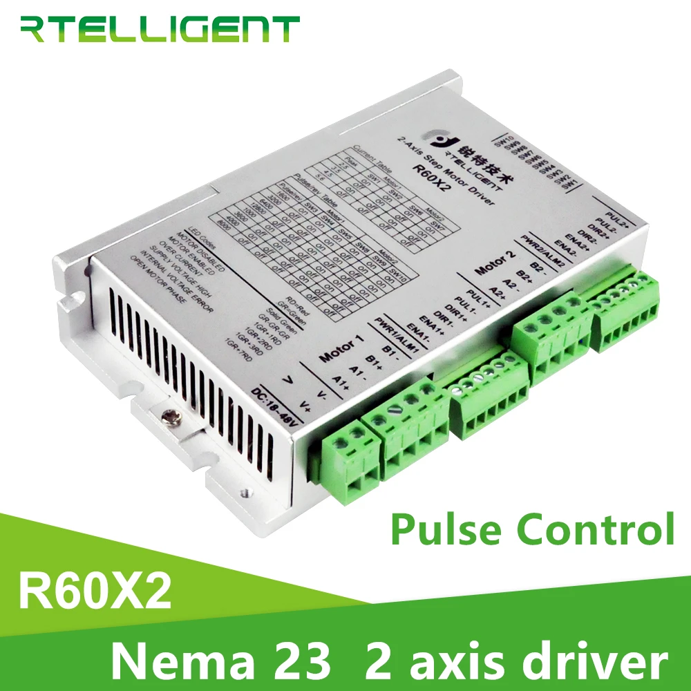 Новый Rtelligent Nema 23 24 Драйвер шагового двигателя R60X2 5.6A ~ 48VDC для 1 шт. драйвер