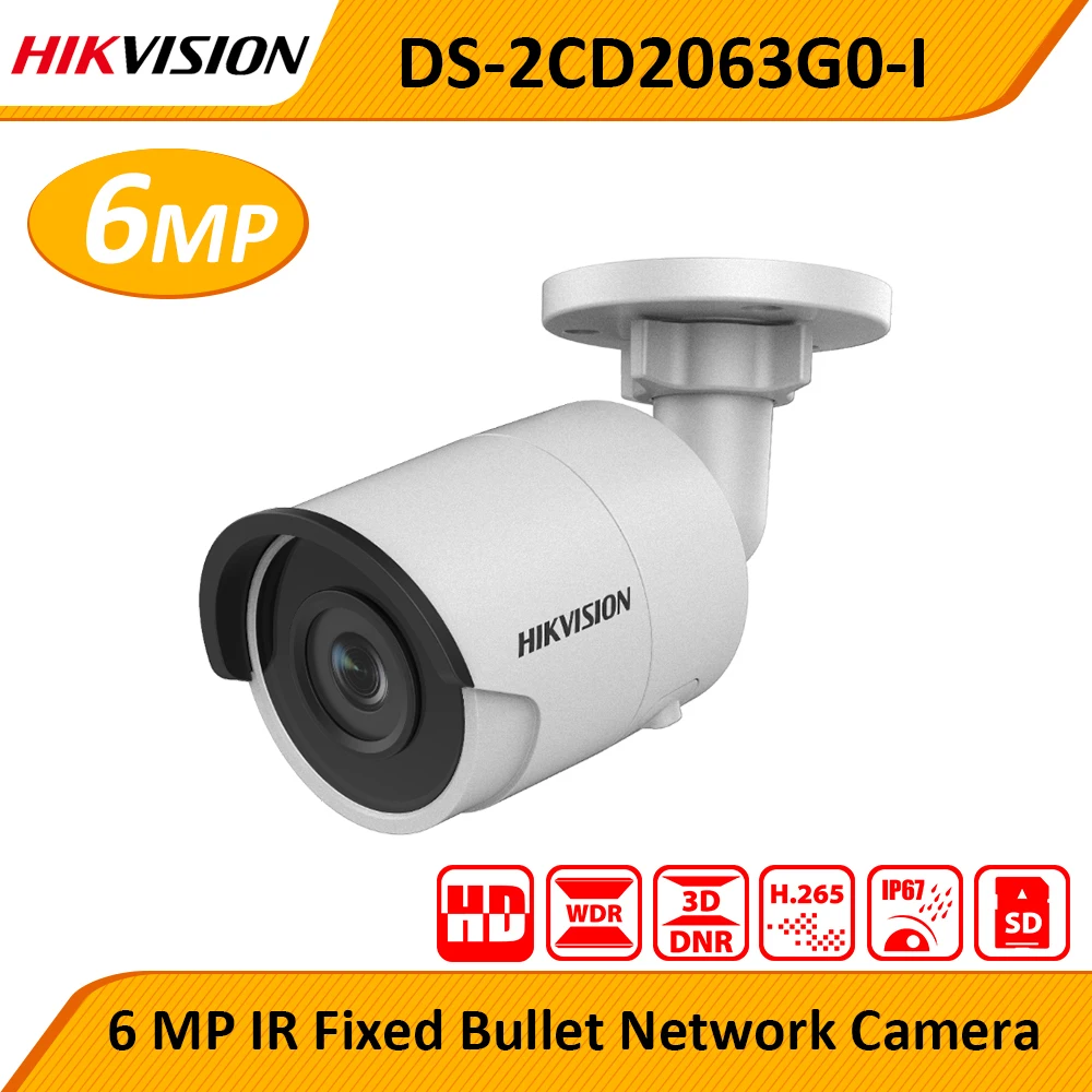 

Original hikvision English DS-2CD2063G0-I 6MP replace DS-2CD2055FWD-I mini bullet POE network IP IR metal camera support H265