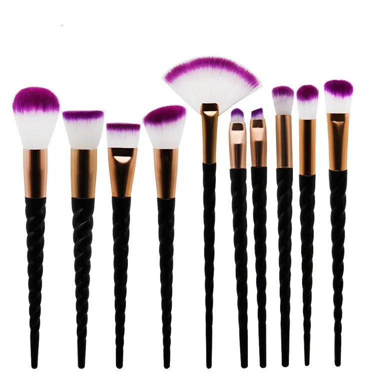 10 шт. набор кистей для макияжа черная спиральная ручка контурная основа пудра