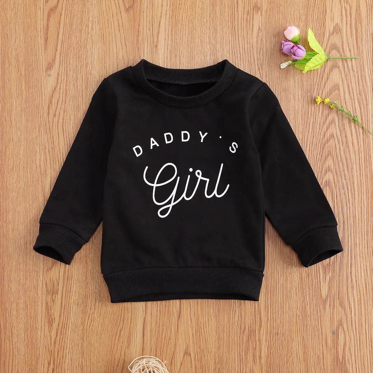 2021 0-3Y DADDY Toddler Baby Girls Sweatshirt Top Letter Print Long Sleeve Hoodies Spring Autumn Kids Outwear 3 Colors
