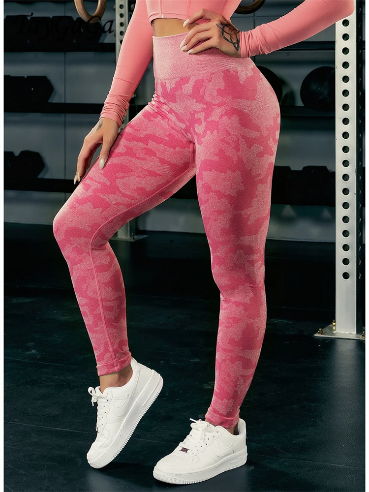 Taygaga Women's Leggings Seamless Knit Camo Yoga Leggings Quick Dry Outdoor Sports Fitness Female Leggings на новый год 2022