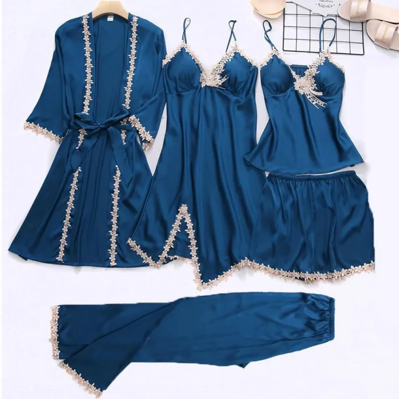 

КРУЖЕВНОЙ ХАЛАТ пикантные женские атласные пижамы свободные халат кимоно с v-образным вырезом новые летние рубашки на каждый день комплект ...