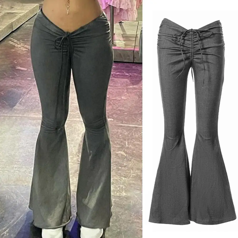 

Легкие в стирке уличные женские расклешенные брюки с низкой талией для повседневной носки