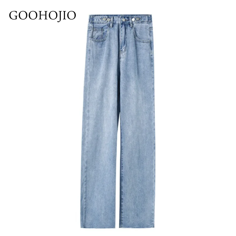 

GOOHOJIO 2021 Spring and Autumn All-match Jeans Women High Waist Cowboy Wide Leg Pant for Women Chic Loose Jeans Women Trousers
