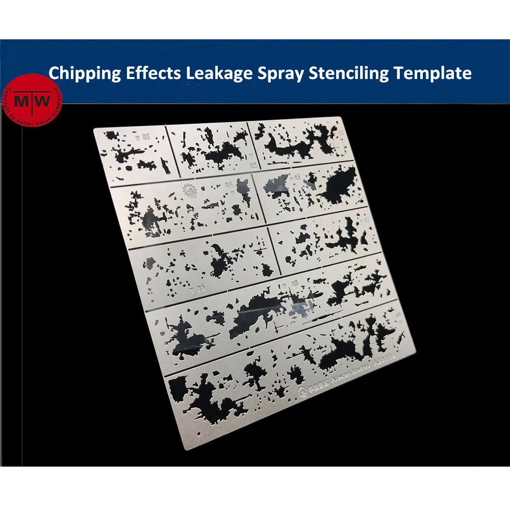 Alexen AJ0116, эффекты сколов, трафарет для спрея, шаблон, вспомогательные инструменты для старения, для моделей в масштабе 1/32, 1/35, 1/100