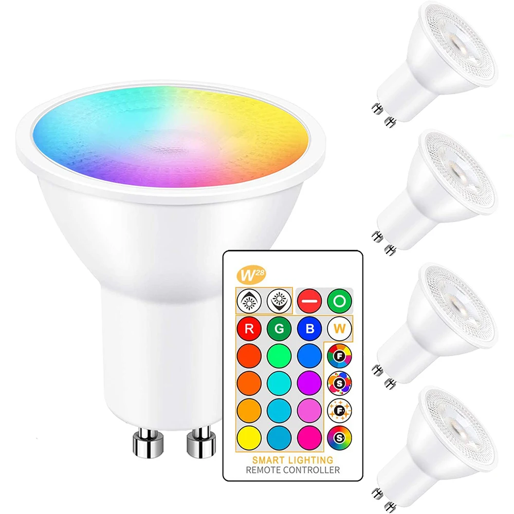 Светодиодные лампы RGB с теплым белым светом GU10 пультом дистанционного управления