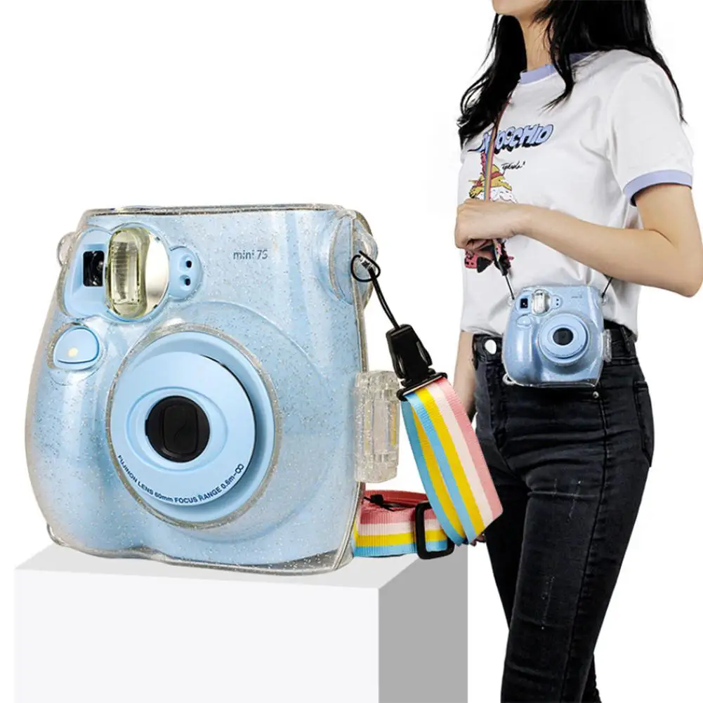 Розовый фотоаппарат Polaroid Защитный чехол с отделкой прозрачными стразами Крышка для Fuji Instax Мини-пленка для фотоаппаратов моментальной печати 7s 7C