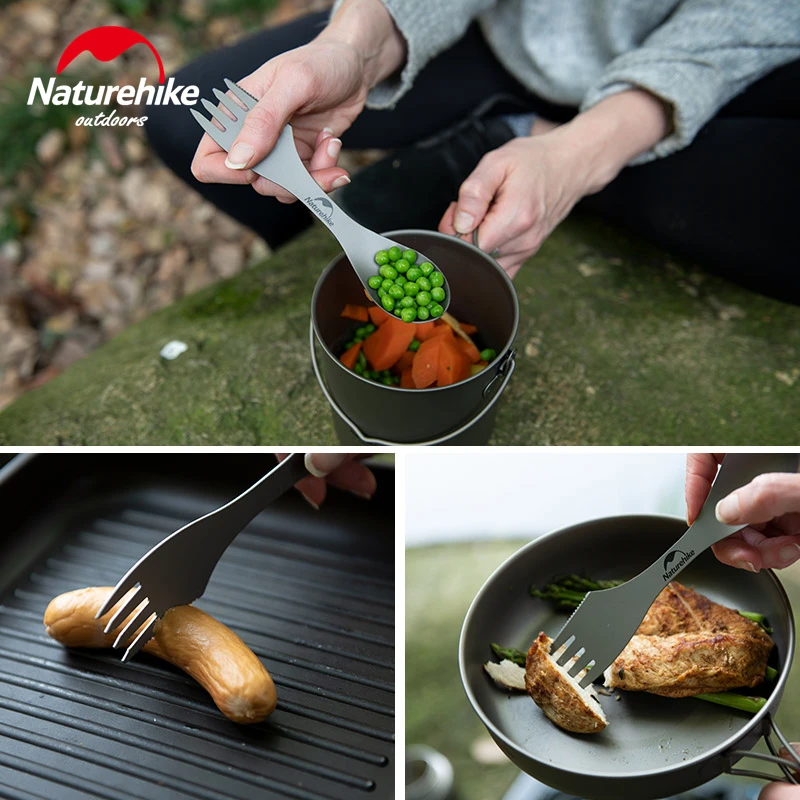 Набор столовых приборов 3 в 1 Naturehike легкий портативный титановый комплект из