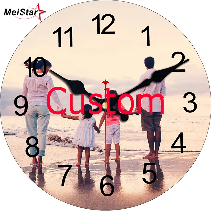 Personalized Custom Love Photo Pint Wall Clock Design Figure Cheap Wooden Wall Clock Home Living Room Office Garage Wall Clock