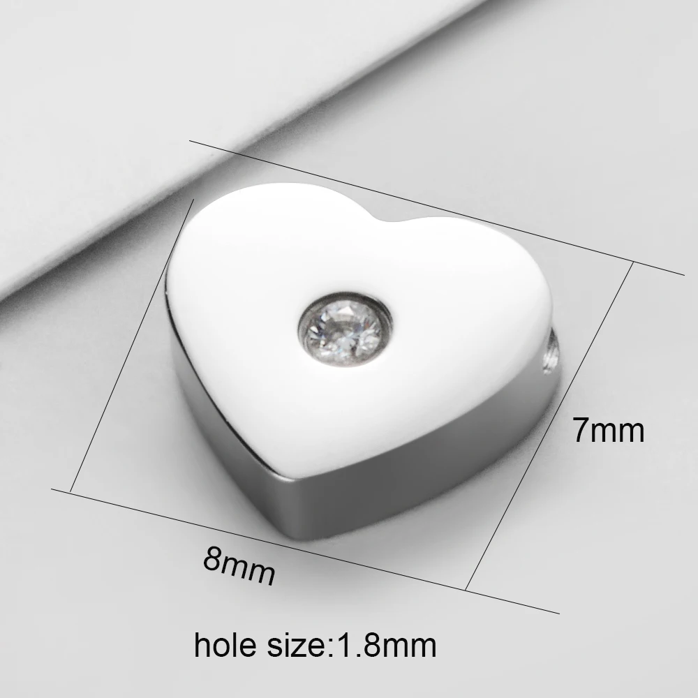 30pcs/Lot Mirror Polished Stainless Steel Heart Charm Beads Small Hole Bead for DIY Making Necklace Bracelet Jewelry Wholesale