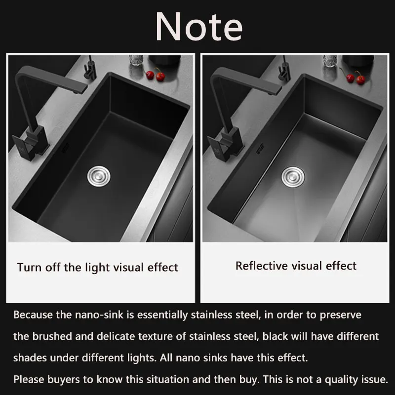 

black Kitchen Sink 304 Stainless Steel Single sink kitchen vegetable washing basin black sink above counter or udermount