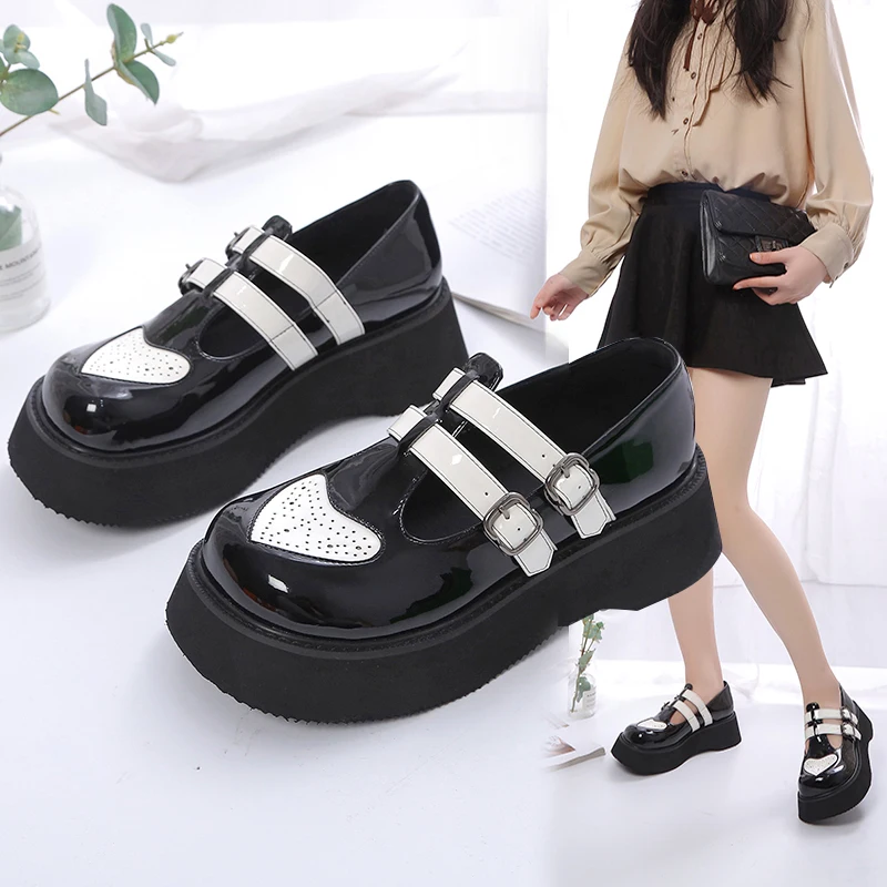 

Summer Shoes Ladies Oxfords Women's British Style Female Footwear Clogs Platform 2022 Leather Preppy Dress New Creepers Med Rome