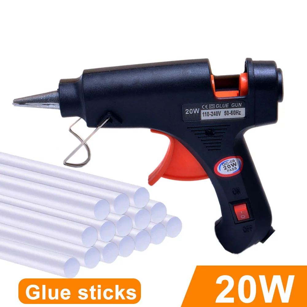 

20W Hot Melt Glue Gun with 7mm Glue Sticks Mini Industrial Guns Heat Temperature Thermo Electric Repair Tool