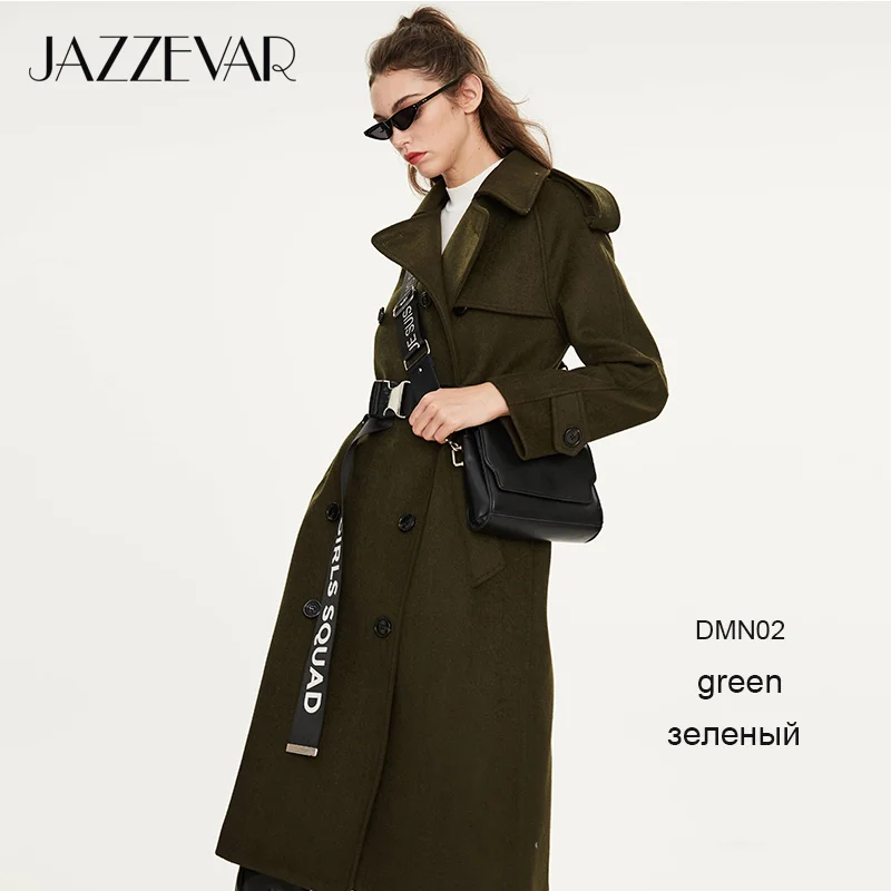 army greenDMN02 JAZZEVAR Новое поступление осенний Женский пальто топ цвета хаки верхняя одежда с поясом длинное женское пальто N9069 - Цвет: army greenDMN02