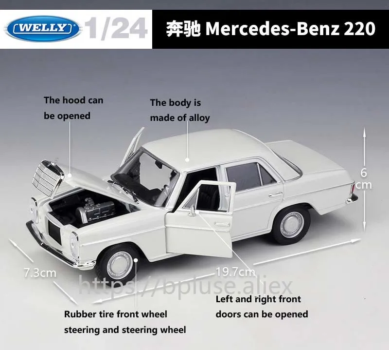 WELLY литая модель автомобиля 1:24 металлический Mercedes Benz 220/230 SL классический