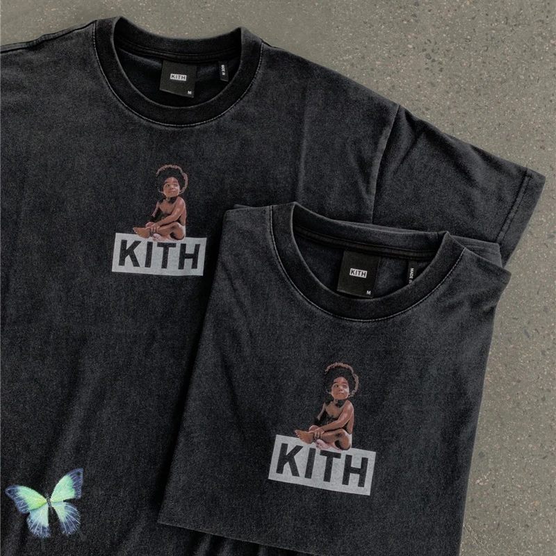 

Реальные фотографии футболки детские логотипы печать Kith Box Логотип футболки Мужчины Женщины Мужчины высшее качество Винтаж Do Old