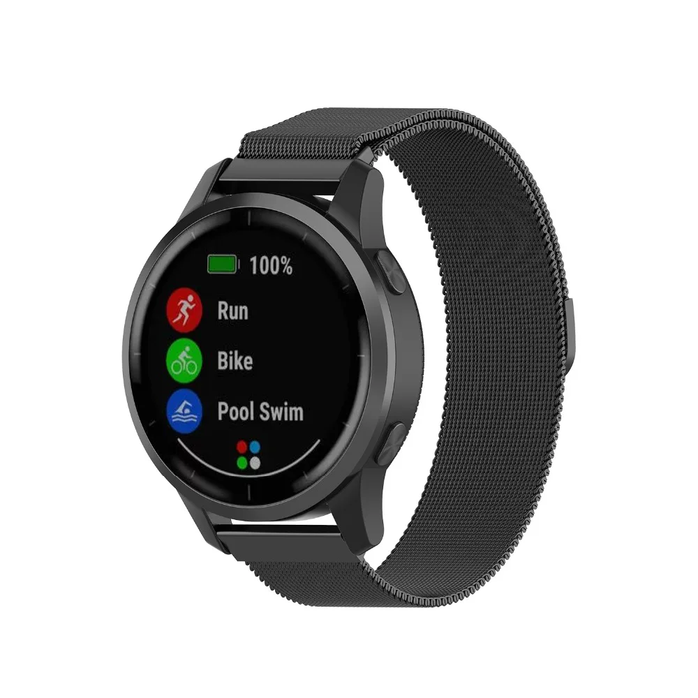 18 мм 20 мм 22 мм Миланский ремешок для часов Garmin Vivoactive 3 4 смарт-ремешок Ремешок для браслетов для Garmin Vivoactive 4S из нержавеющей стали