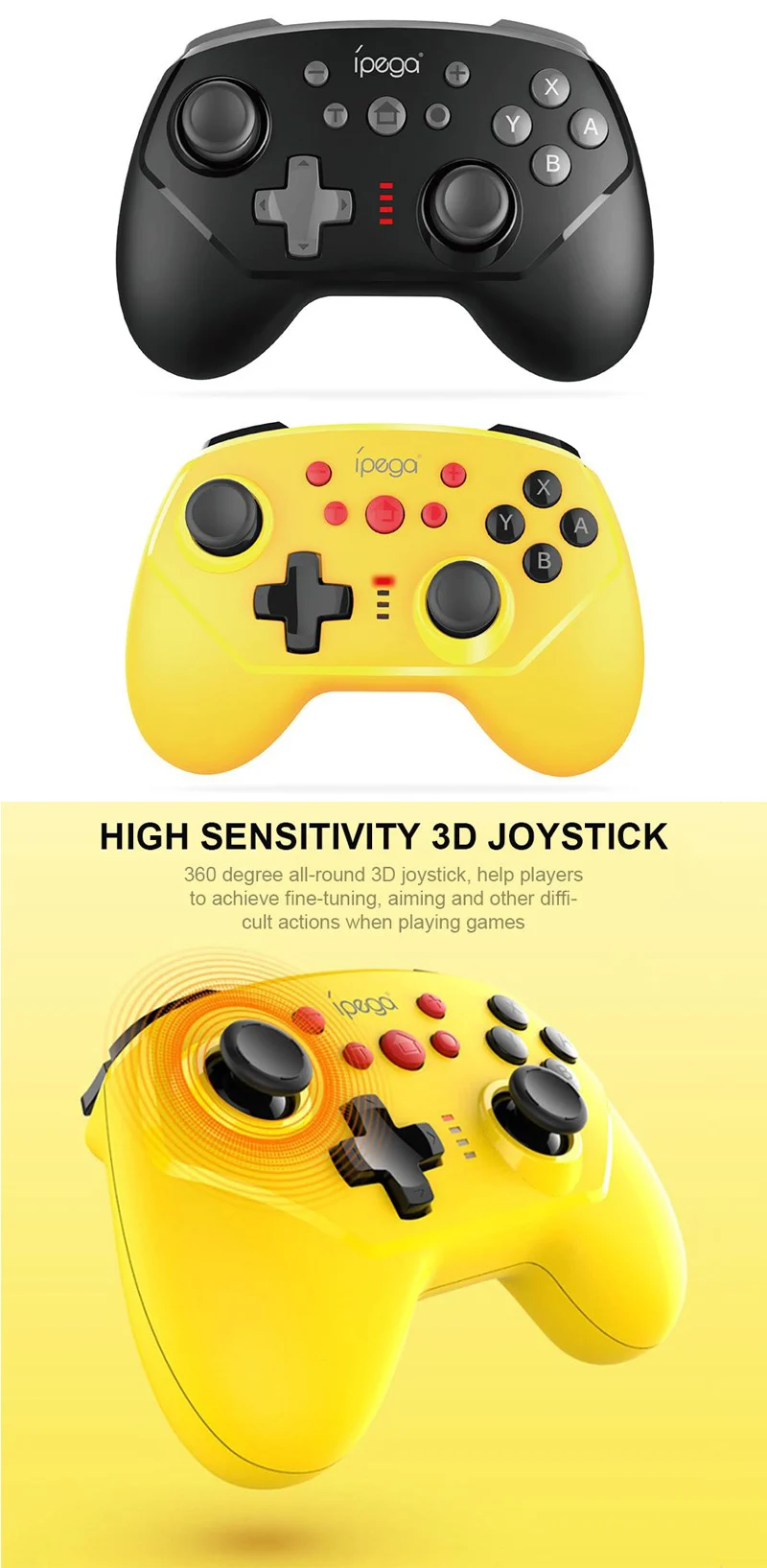 IPEGA PG-9162Y Мини Bluetooth игровой контроллер беспроводное проводное соединение поддерживает турбо 6-осевой гироскоп для N-Switch