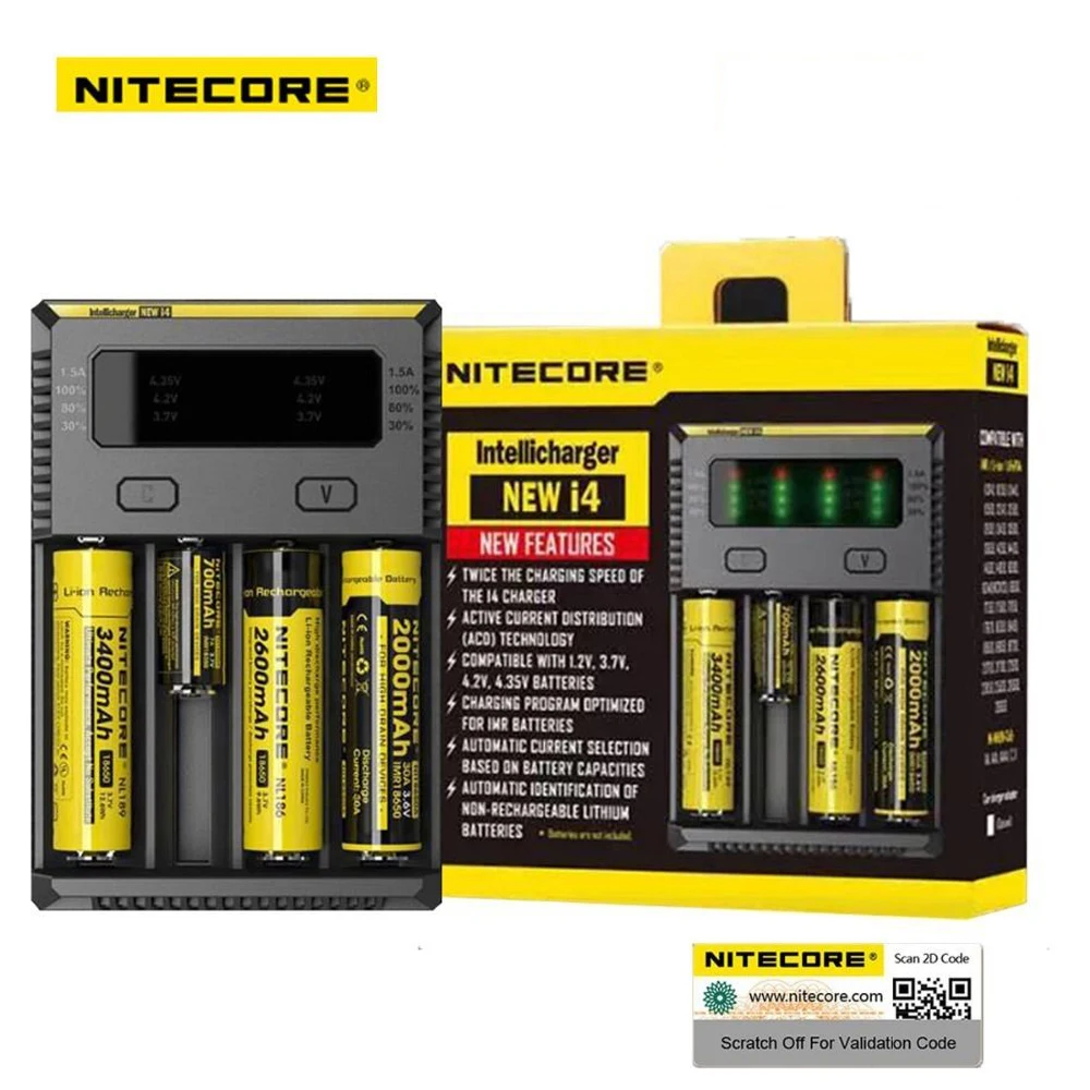Оригинальное зарядное устройство Nitecore D4 D2 новинка I4 I2 Digi интеллектуальное с