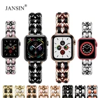 Ремешок из звеньев для Apple Watch band 42 мм 38 мм, кожаный браслет для Apple watch Series 7, 41 мм 45 мм 44 мм 40 мм