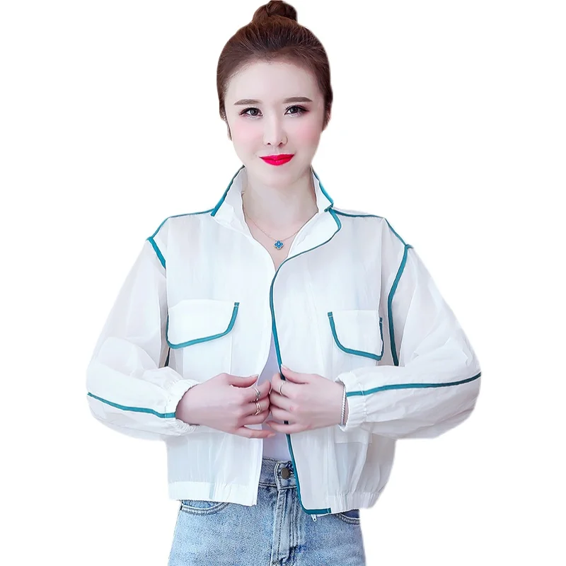 

Fresh Preppy Style Office Lady Baseball Jackets Women 2021 Summer New Fashion All-match Outwear Casual Loose Soft Femme Veste