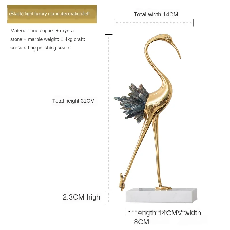 

Light Luxury Modern Crystal Crane Decoration Accessories New Chinese Style Home Living Room Wine Cabinet TV Cabinet Decoration