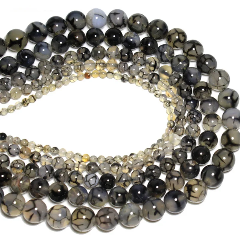 

Loose Spacer Black Dragon Vein Agate Beads for Making Bracelet Necklace
