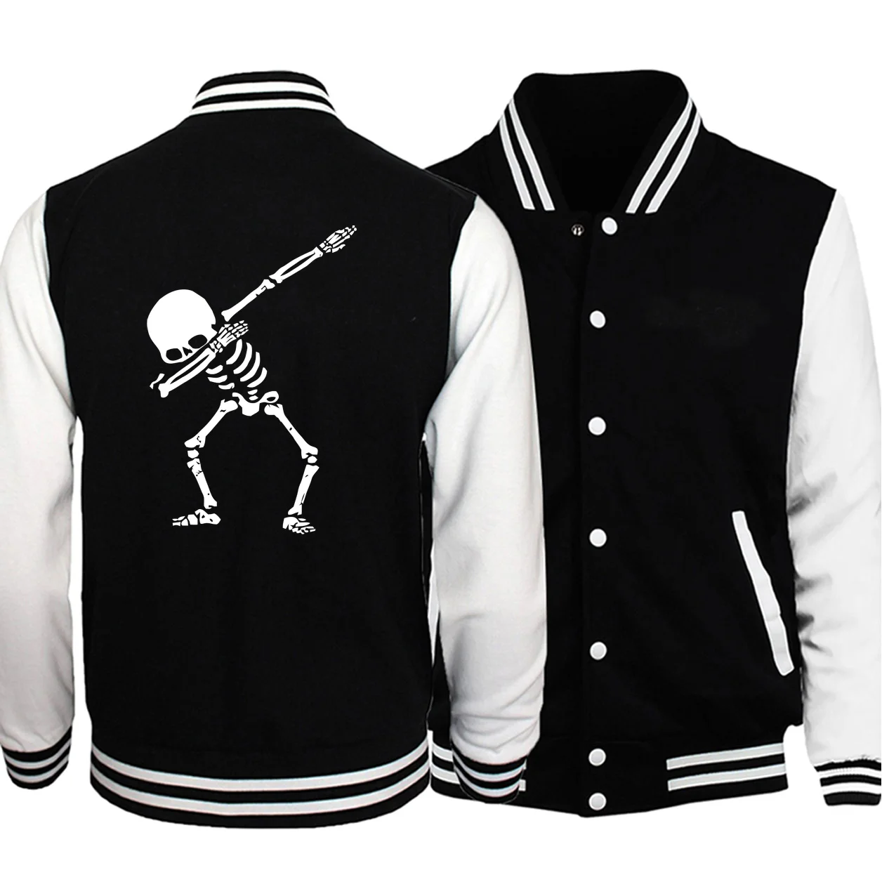 

Dabbing Skull Baseball Men Dance Hip Hop Jackets Coats Winter Autumn Fleece White Black Sportswear Bomber Streetwear Plus Size