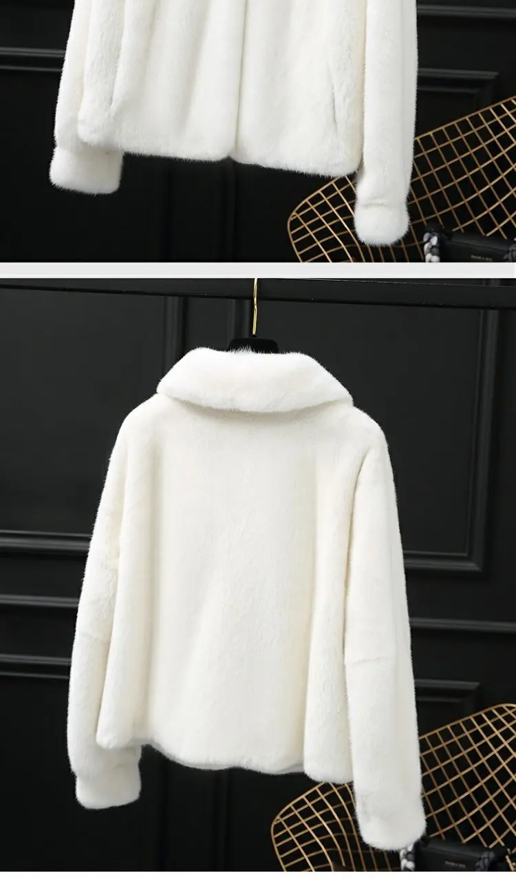inverno полностью из норки мех revestimento das mulheres curto moda simples pequena pracha de colarinho casaco de pele de vison