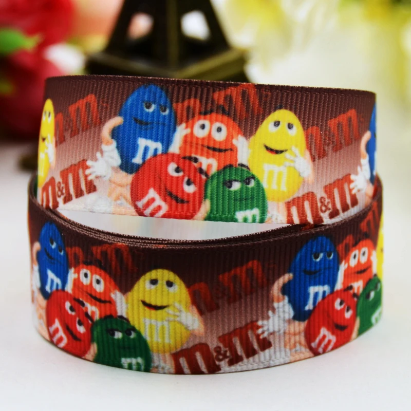 7/8 ''(22 мм) рубановая атласная лента M& M's bean с мультипликационным принтом корсажная лента DIY Швейные принадлежности бант аксессуары для волос X-00900