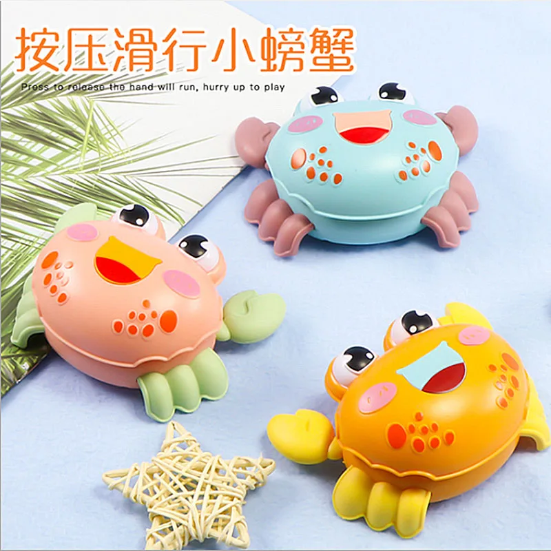 

Baby Press Crawling Crab Funny Pull Back Toys Cute Classic Clockwork Plastic Crawl Crab Wind Up Game Bathing Toys for Children