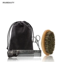 new men grooming straight edge razor face hair template double sided shaping comb bristle brush beard shaving kit tools set