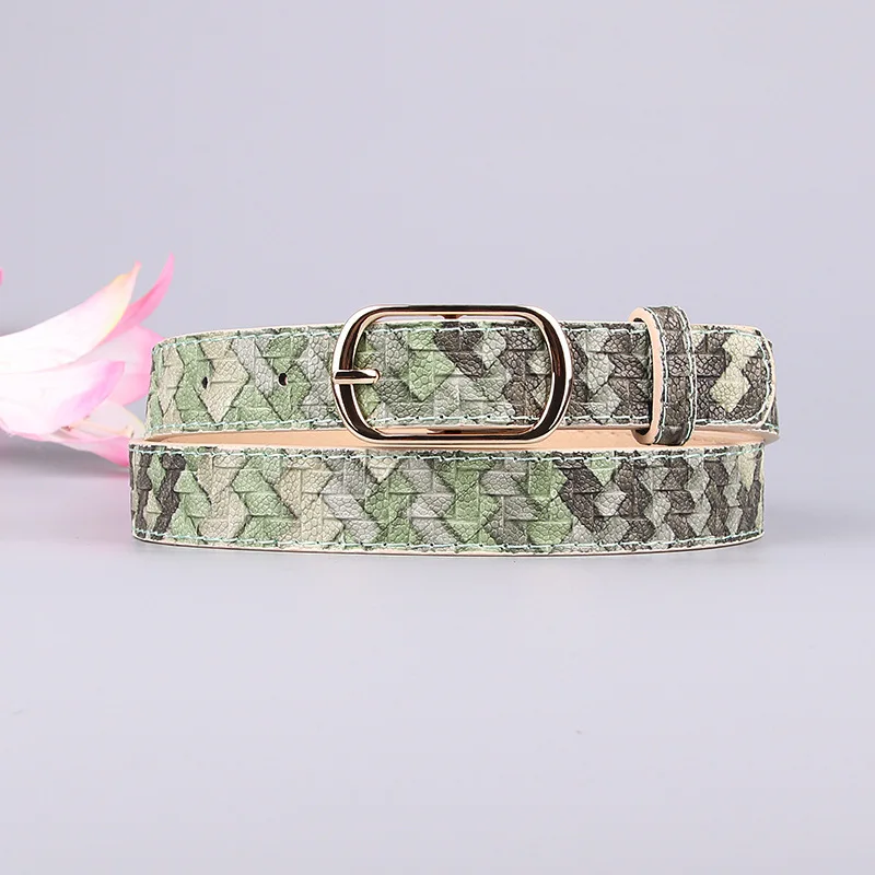 

Mid-to-high-end PU Printed Imitation Woven Pattern Ladies Belt Trousers Belts for Women Waist Belt Fashion Belts for Ladies